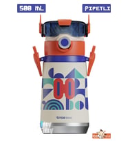Cocosmile Özel Kutulu 500 ml Pipetli Çelik Termos -boyun Askılı- 4 Farklı Robot Modeli Cs0001