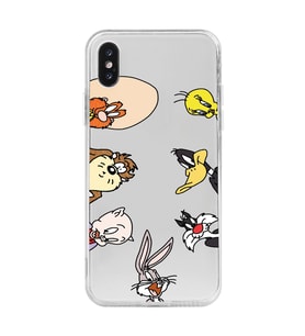 Iphone XS MAX Uyumlu Bugs Bunny Tüm Karakterler Tasarımlı Şeffaf Telefon Kılıfı