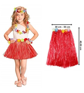 Hawaii Hula Eteği Kırmızı Renk 40 cm