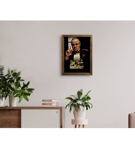 BK Home Godfather Baba Tasarımlı Doğal Masif Ahşap Çerçeveli Tablo 45x65cm-4