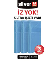 Silver Home 3'lü Mikrofiber Dekoratif Cam Bezi Mavi 40x40 Cm