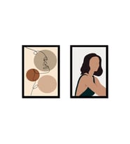 Line Art Kadın Yüzü Çerçeveli Mdf Tablo