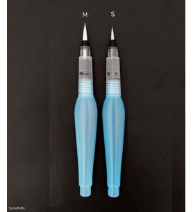 Fırça uçlu, brush pen, sulu boya, su ve mürekkep hazneli, boyama kalem mavi-M-S beden