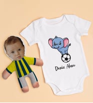 BK Kids Kişiye Özel Fotoğraflı Bebek Yastık ve Bebek Body Zıbın Hediye Seti - Model 2.4
