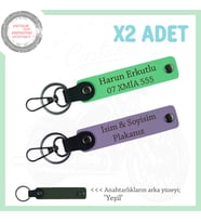 Motorcu Sevgiliye Özel Hediye İsim Ve Plaka Yazılı x2'li Anahtarlık Set, Mor Menekşe-F Yeşil-Ysl