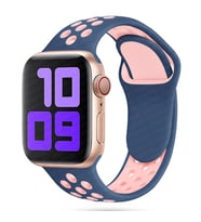 Apple Watch 10/11 42mm-38/40/41mm Kordon Delikli Spor Kordon 2/3/4/5/6/se/7/8/9 (Mavi-Pembe)
