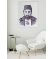 ABDÜLHAMİT HAN ÖZEL KARAKALEM ÇİZİM KANVAS TABLO EV DUVAR SALON OFİS HEDİYELİK DEKARASYON SÜSÜ (Çok Renkli)