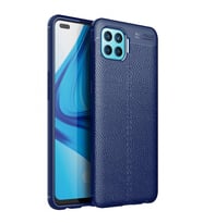 Oppo Reno 4 Lite Deri Görünümlü Silikon Lacivert