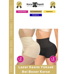 #Korse Vücut Toparlayıcı Şekillendirici Kaymaz Doku Lazer Kesim Yüksek Bel Boxer Korse 4'lü Set