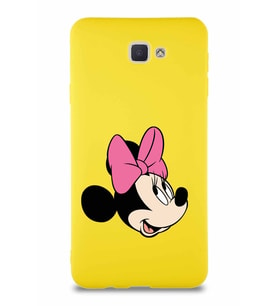 Samsung Galaxy J7 Prime Soft Premier Kapak Minnie Mouse-A Tasarımlı Silikon Kılıf - Sarı (Şeffaf)