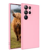 Samsung Galaxy S23 Ultra Kılıf Kamera Korumalı iÇi Süet Dokulu Lansman Tipi Silikon (Pembe)