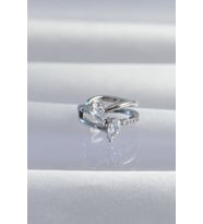Pirinç Gümüş Renk Zirkon Taşlı Damla Earcuff Küpe - TJ-BKP9334