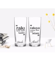 BK Gift Kişiye Özel Renkli Baskılı Rakı İçme Dedi Kadın Tasarımlı İkili Rakı Bardağı Seti-1 (Beyaz)