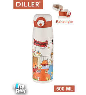 DILLER 500 ML Rahat İçim Paslanmaz Çelik Termos Kilitli Kapak Çelik Süzgeçli -FFDILLERD9214