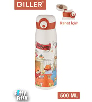 DILLER 500 ML Rahat İçim Paslanmaz Çelik Termos Kilitli Kapak Çelik Süzgeçli -FFDILLERD9214