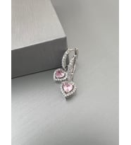 Pembe Taşlı Kalp Küpe