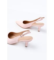 ST-1152 Pembe Rugan Günlük 7 cm Topuklu Kadın Ayakkabı (Pudra)