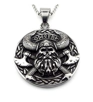 Viking Tanrı Odin Çift Taraflı İskandinav Rune Titanyum Çelik Erkek Kolye Q0919