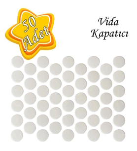 50 ADET Beyaz Vida Kapatıcı  Yapışkanlı Vida Tapası Tıpası Kapağı Vida Gizleyici