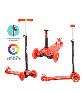 Kırmızı Twist Işıklı Scooter Kırmızı