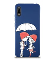 Huawei Y6 2019 Uyumlu Lansman Kılıf Aşk Tasarımlı İçi Kadife Kapak-Lacivert (Şeffaf)