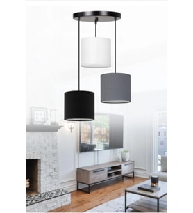RİOLİGHT RETRO,VİNTAGE METAL TABAN KUMAŞ BAŞLIK 3XE27 DUYLU SARKIT AVİZE TABAN ÇAPI:30CM (Siyah)