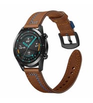 Gear S3 (22mm) KRD-19 Dikişli Deri Tasarım Kordon Yeşil