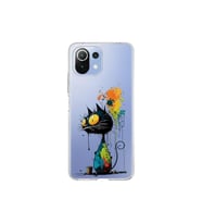 Xiaomi Mi 11 Lite ile Uyumlu Splash Kedi Tasarımlı Şeffaf Silikon Kılıf