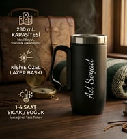 Kişiye Özel Hediyelik Ofis İçi Bardak Termos 280mL. - Ofis Çay Termosu Siyah