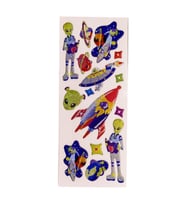 Sticker Kabartmalı Stiker Defter, Planlayıcı Etiket Uzaylı ve roket (cb429) 16x7 cm