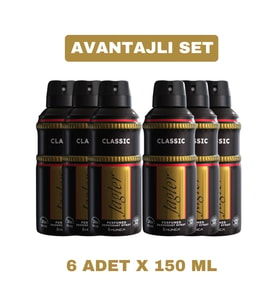 Jagler Erkekler İçin 150 ml X 6 Adet Parfümlü Deodorant Sprey Klasik Koku