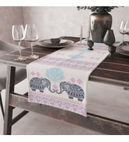 Alkanhomes Fil Desenli Lazer Kesimli Dekoratif Runner
