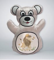 BK Gift Sevimli Aslan Tasarımlı Krem Ayıcık Yastık-1