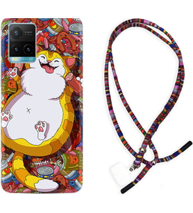 Vivo Y11S Y21S Y20 Y20S Y70 Kılıf Boyun Asklı Rasta Silikon Tombul Kedi 1739