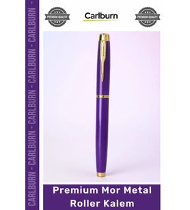 #Kalem Lazer Baskı Promosyon Hediye Lüks Ofis İmza Kalemi Altın Premium Mor Metal Roller Kalem