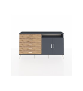 Arges Konsol 2 Raflı 5 Çekmeceli 2 Kapaklı 176x30x99 Antrasit-Antrasit/Çam