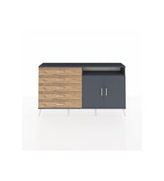 Arges Konsol 2 Raflı 5 Çekmeceli 2 Kapaklı 176x30x99 Antrasit-Antrasit/Çam
