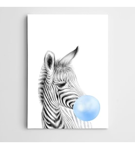 Mavi Sakızlı Zebra Kanvas Tablo