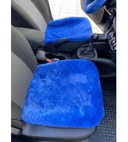 Yumuşak Tüylü Peluş Serme Oto Koltuk Koruyucu Minder Ön 2'Li Mavi
