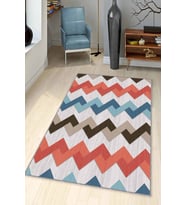 Çok Renkli Zigzag Kaymaz Tabanlı Dekoratif Halı KN01 - 100 x 160 cm