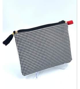 Siyah Beyaz Kazayağı Desen Makyaj Kozmetik Çantası
