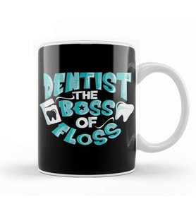 Dentist The Boss of Floss Cute Dentistry Kupa Bardak Porselen