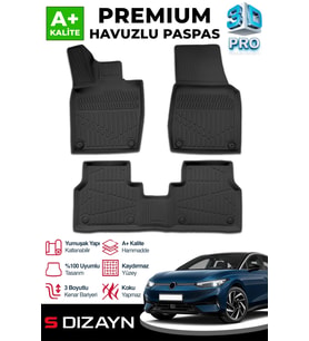 S-Dizayn VW ID7 3D Pro Havuzlu Paspas 2025 Üzeri A+ Kalite