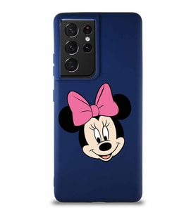 Samsung Galaxy S21 Ultra Soft Premier Kapak Minnie Mouse-C Tasarımlı Silikon Kılıf - Lacivert (Şeffaf)