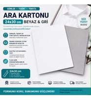 Premium Beyaz Gri Gömlek Ara Kartonu 24x30 cm 500'lü Kazak, Tişört ve Tekstil Ürünleri İçin