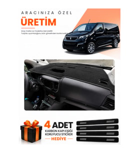 PEUGEOT EXPERT TRAVELLER (2017-2023) Uyumlu Torpido Koruma Örtüsü Oto Kılıfı - Siyah