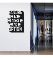 Failure Is Not An Option Yazılı Metal Duvar Tablosu - AMD6460 (Siyah)