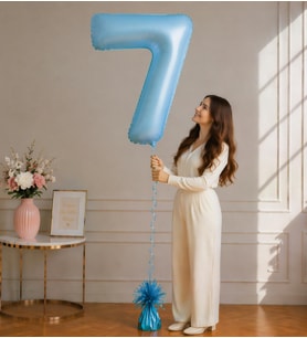 7 Rakamlı Mavi 76 cm Helyum Balon – Folyo Parti Balonu
