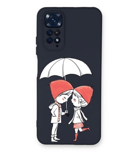 Xiaomi Redmi Note 11 Pro Uyumlu Lansman Kılıf Aşk Tasarımlı İçi Kadife Kapak-Koyu Mavi (Şeffaf)