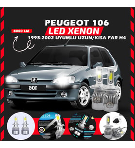 Peugeot 106 1993-2002 Uzun-Kısa Far Uyumlu Şimşek Etkili Led Xenon Performance Series H4